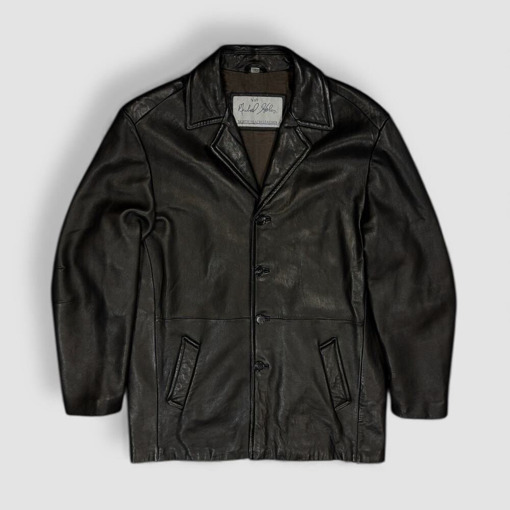 Michael Hoban L men’s black Leather coat jacket North Beach